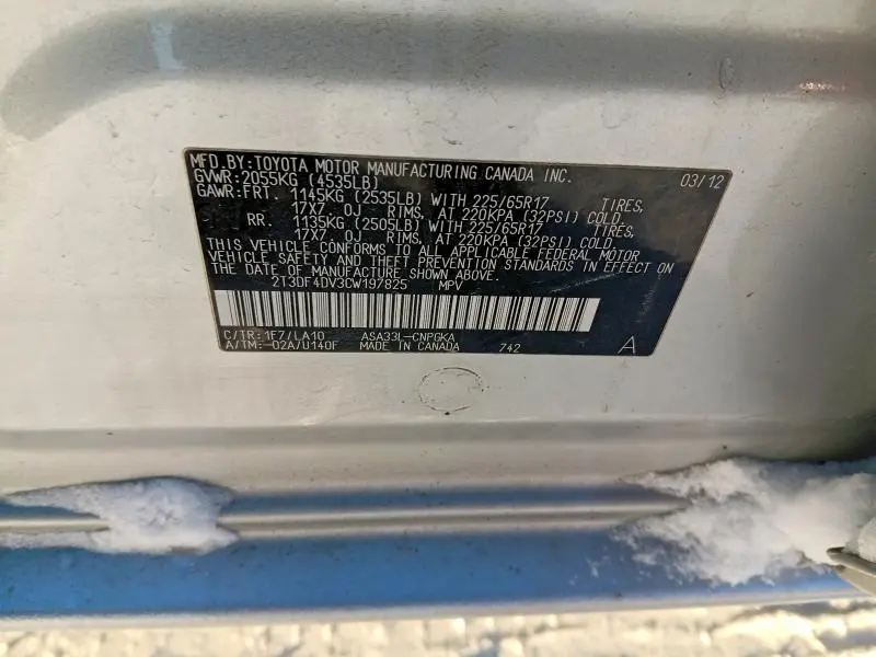 2012 TOYOTA RAV4 LIMITED  