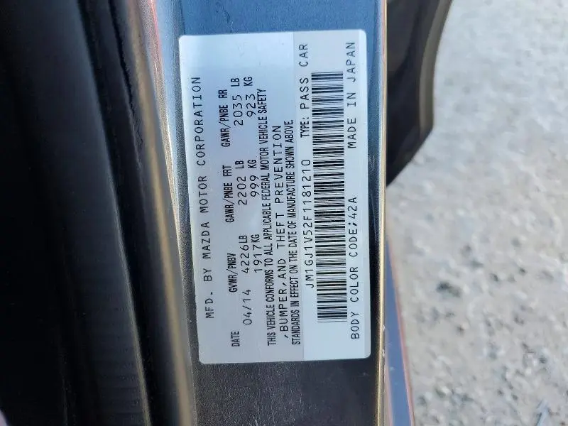 2015 MAZDA 6 TOURING  