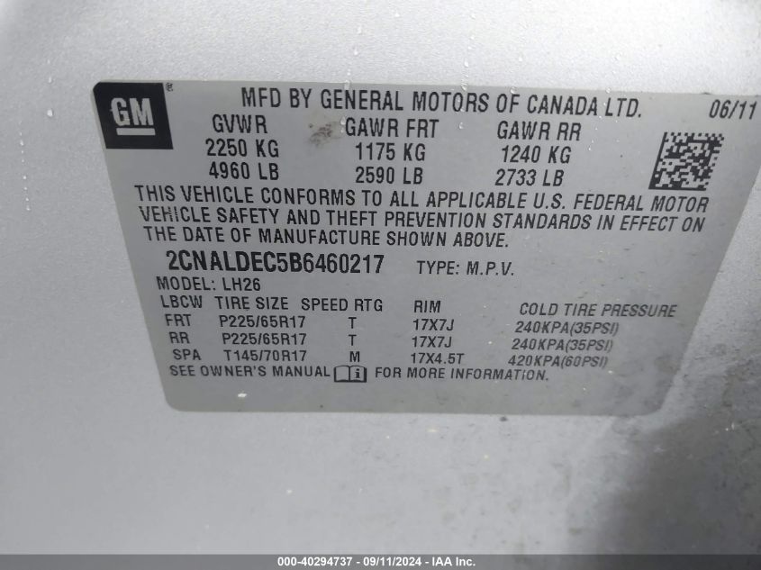 2011 CHEVROLET EQUINOX 1LT