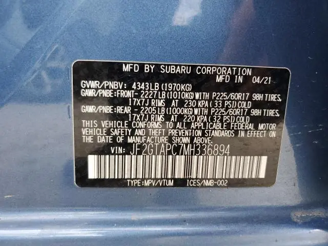 2021 SUBARU CROSSTREK PREMIUM