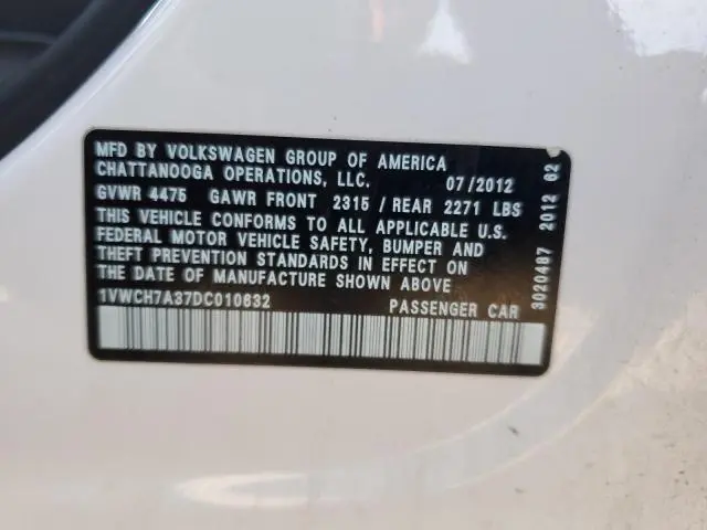 2013 VOLKSWAGEN PASSAT SEL  