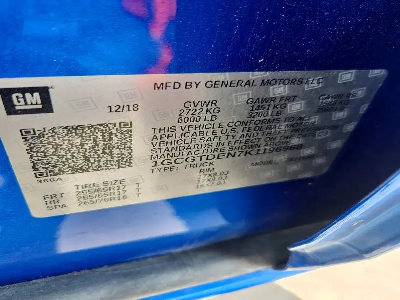 2019 CHEVROLET COLORADO Z71  