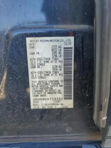 2020 NISSAN FRONTIER S  