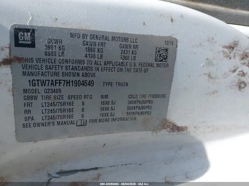 2017 GMC SAVANA 2500 WORK VAN
