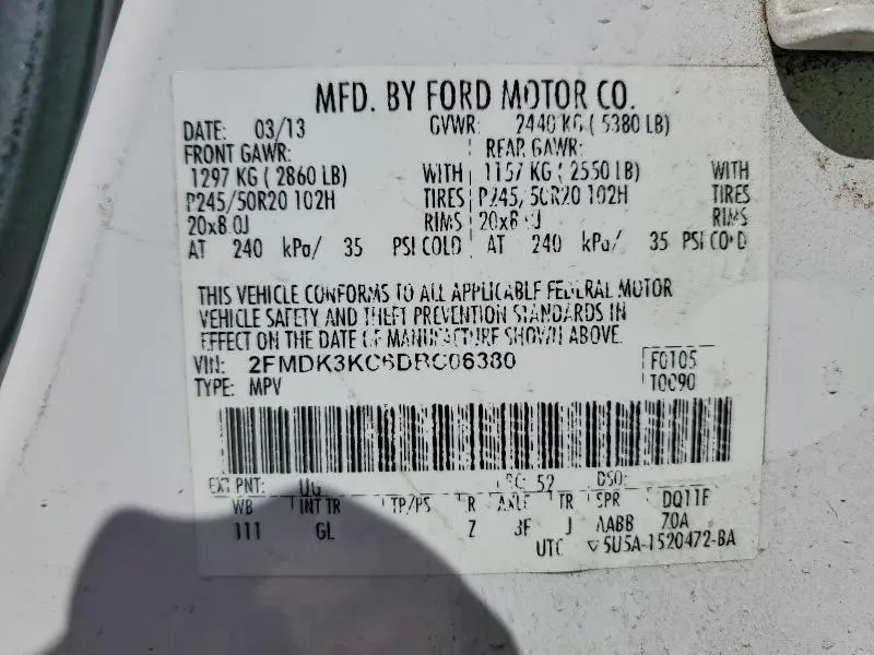 2013 FORD EDGE LIMITED  