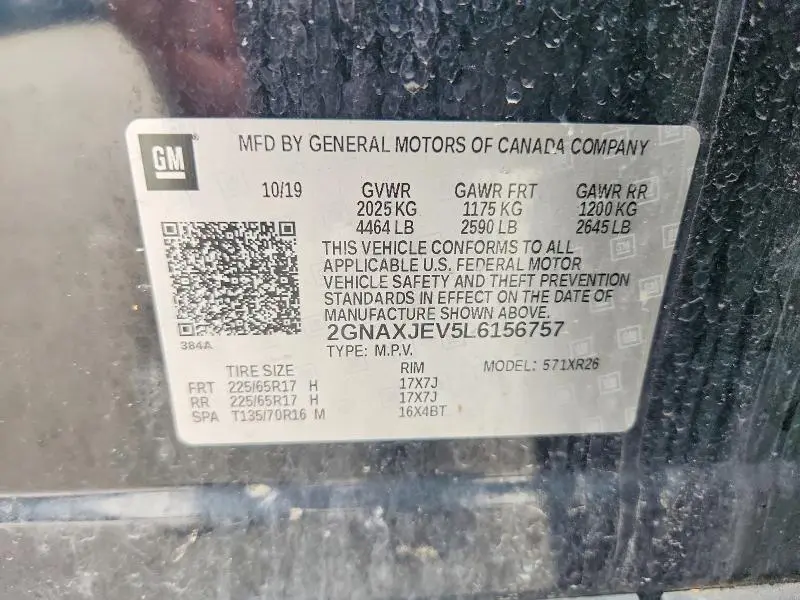 2020 CHEVROLET EQUINOX LT  