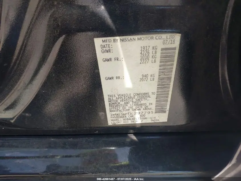 2018 NISSAN ALTIMA 2.5 SR