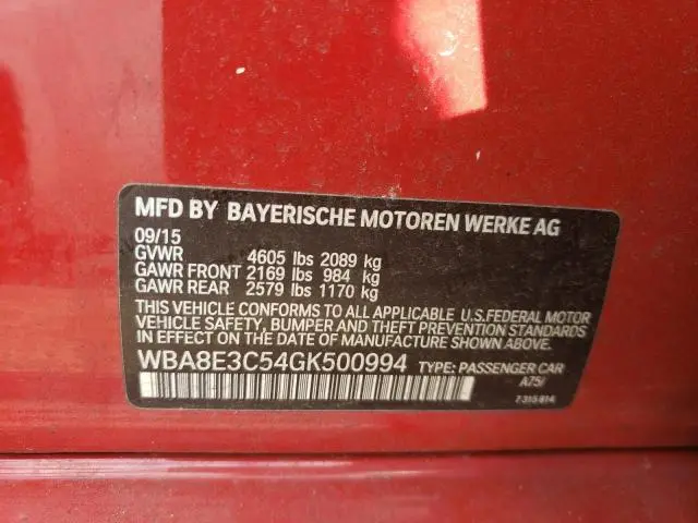 2016 BMW 328 XI SULEV  