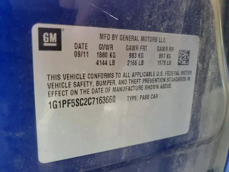 2012 CHEVROLET CRUZE LT  