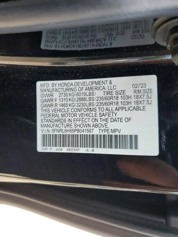 2023 HONDA ODYSSEY EXL  