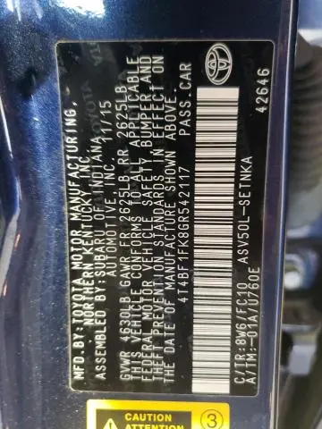 2016 TOYOTA CAMRY LE  