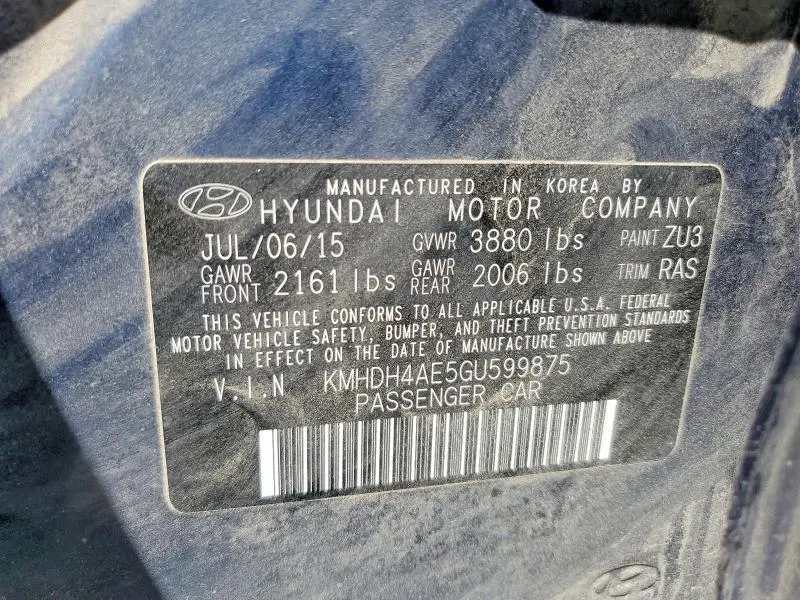 2016 HYUNDAI ELANTRA LIMITED  