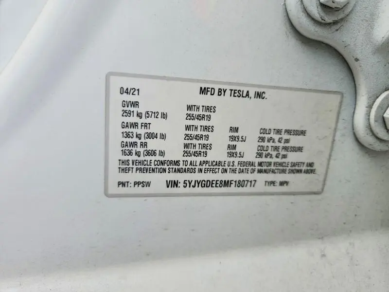 2021 TESLA MODEL Y   