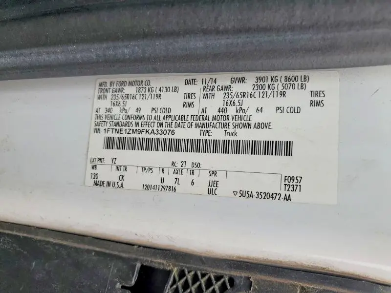 2015 FORD TRANSIT T-150 CARGO