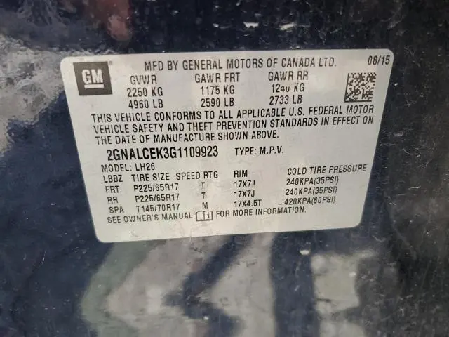 2016 CHEVROLET EQUINOX LT  