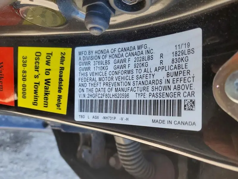 2020 HONDA CIVIC SPORT  