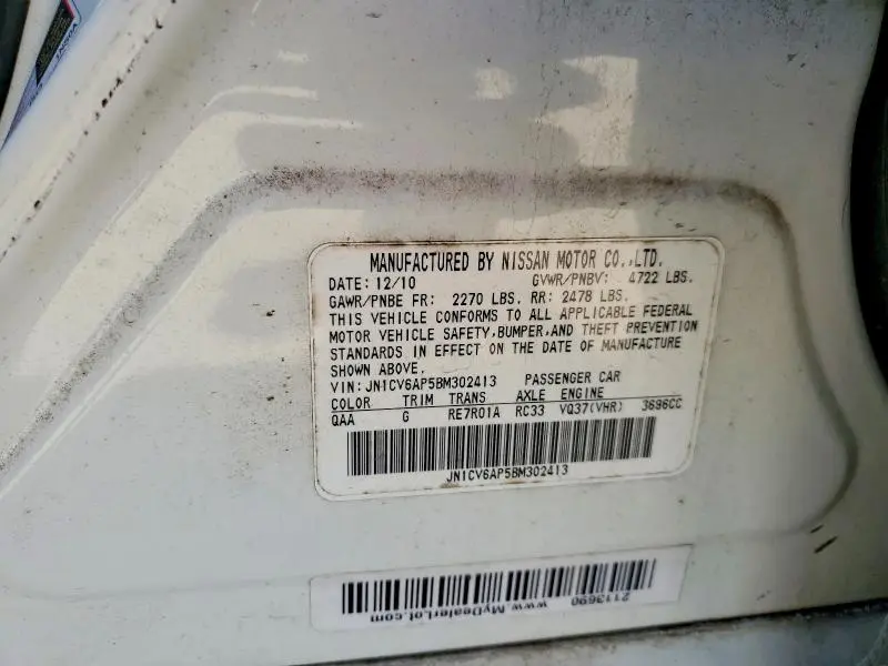 2011 INFINITI G37 BASE  