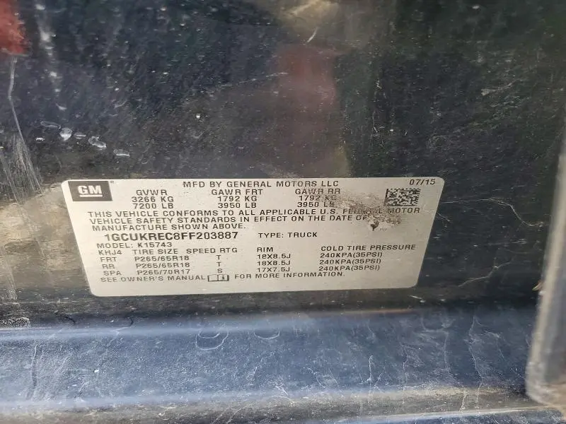 2015 CHEVROLET SILVERADO K1500 LT  