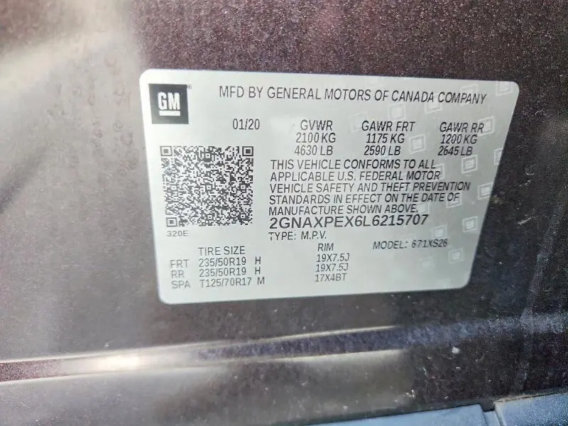 2020 CHEVROLET EQUINOX PREMIER  