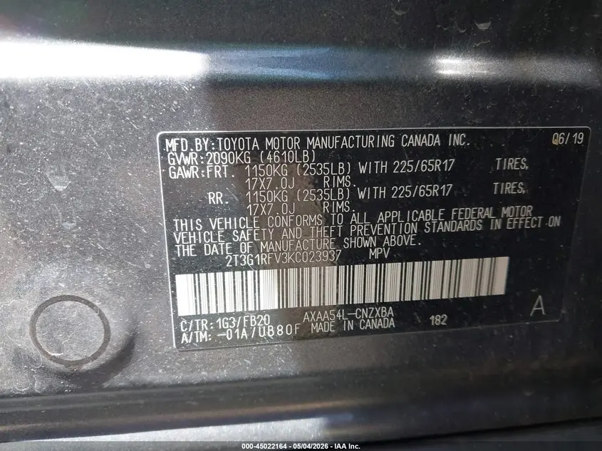 2019 TOYOTA RAV4 LE