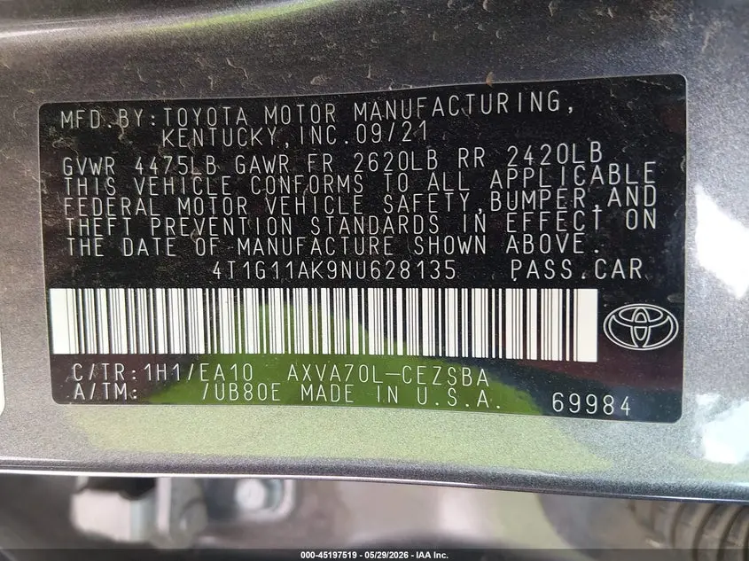 2022 TOYOTA CAMRY SE