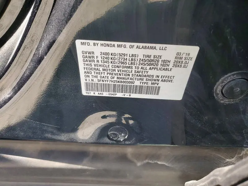 2019 HONDA PASSPORT SPORT  
