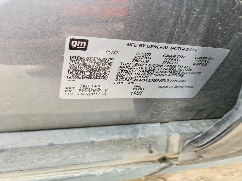 2022 CHEVROLET TAHOE K1500 Z71  