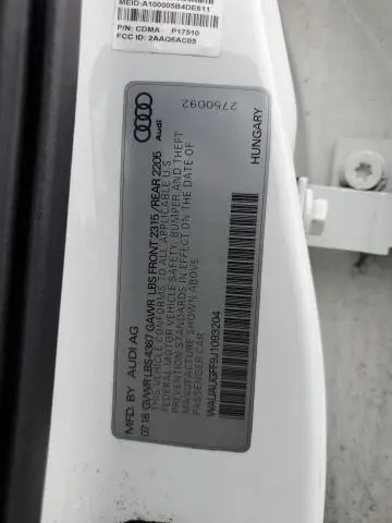 2018 AUDI A3 PREMIUM  