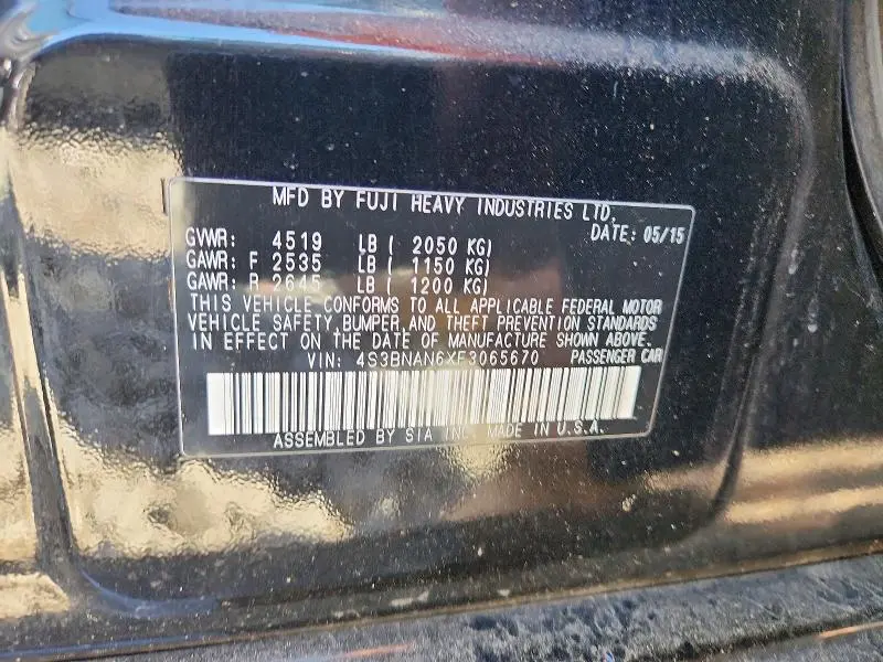 2015 SUBARU LEGACY 2.5I LIMITED  