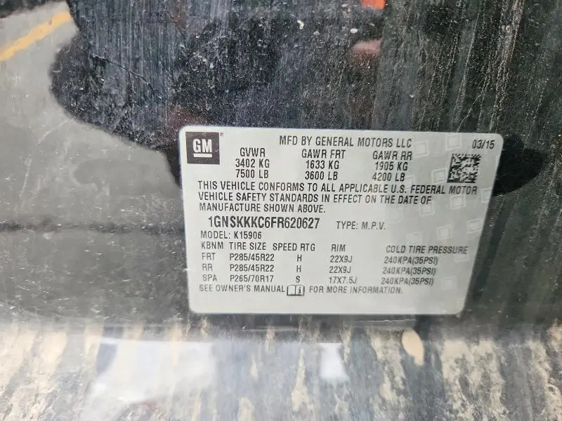 2015 CHEVROLET SUBURBAN K1500 LTZ  
