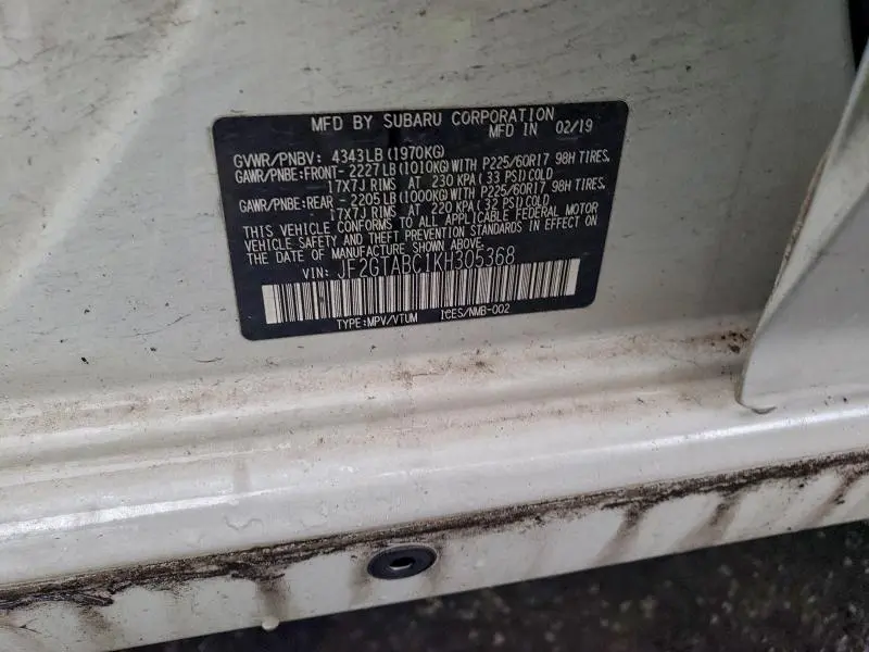 2019 SUBARU CROSSTREK   