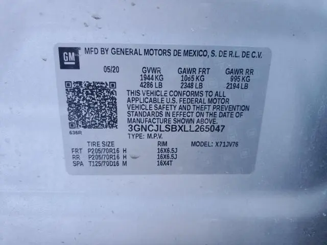 2020 CHEVROLET TRAX 1LT  