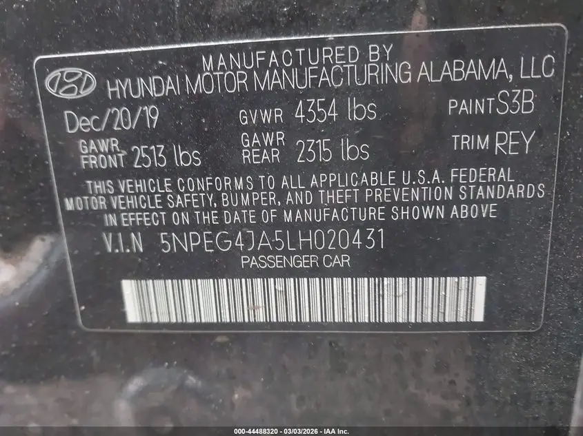 2020 HYUNDAI SONATA SE