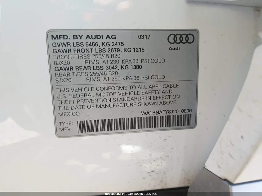 2018 AUDI Q5 2.0T PREMIUM/2.0T TECH PREMIUM