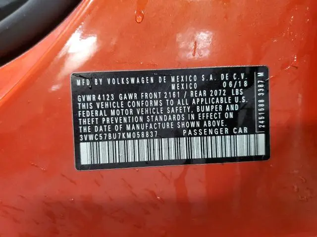 2019 VOLKSWAGEN JETTA S  