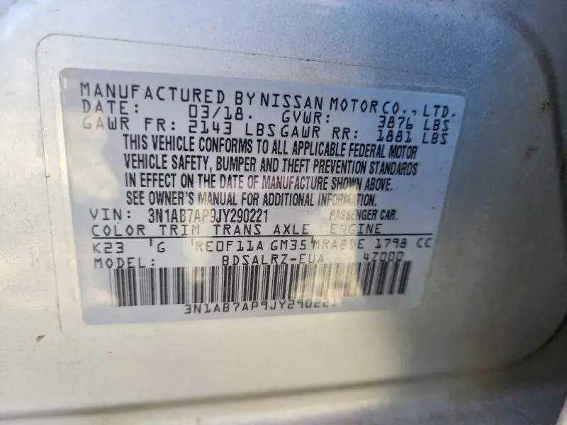 2018 NISSAN SENTRA SR  