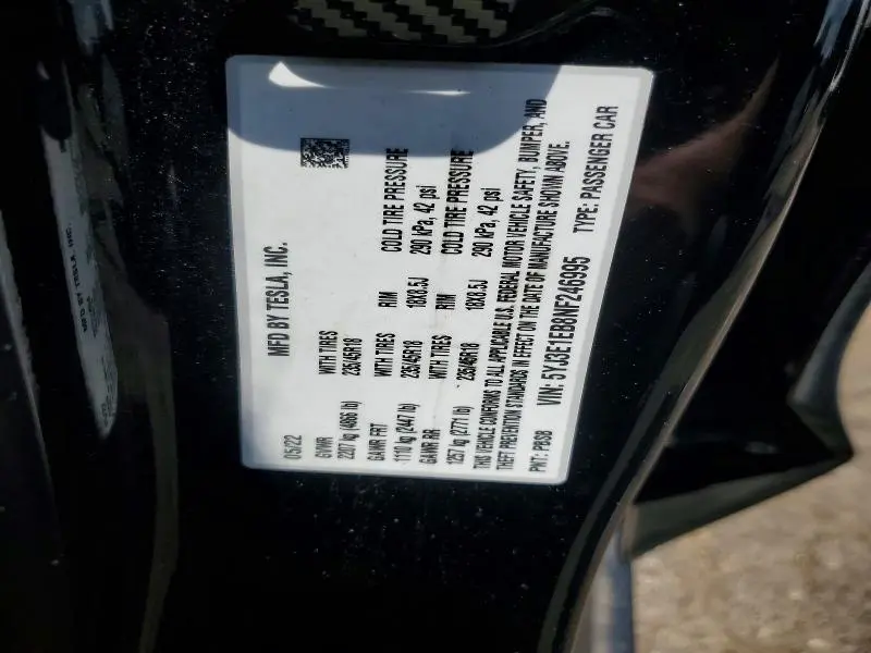 2022 TESLA MODEL 3   