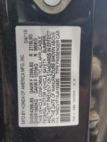 2018 HONDA ACCORD LX  