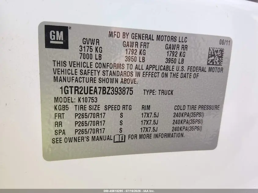 2011 GMC SIERRA 1500 SL