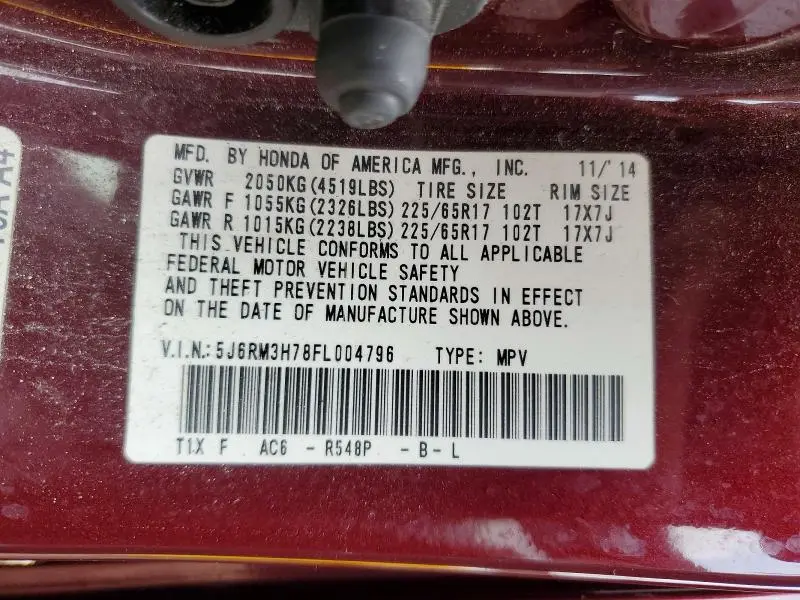 2015 HONDA CR-V EXL  