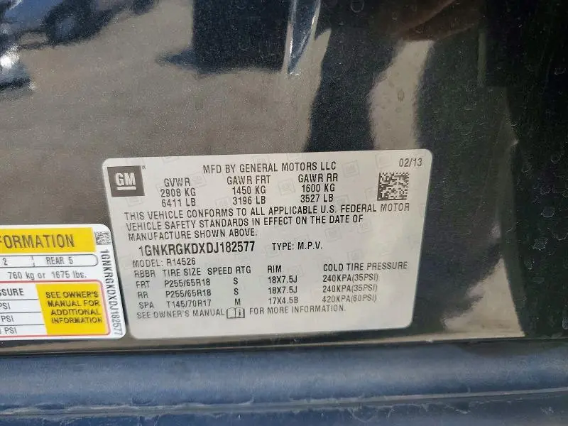 2013 CHEVROLET TRAVERSE LT  