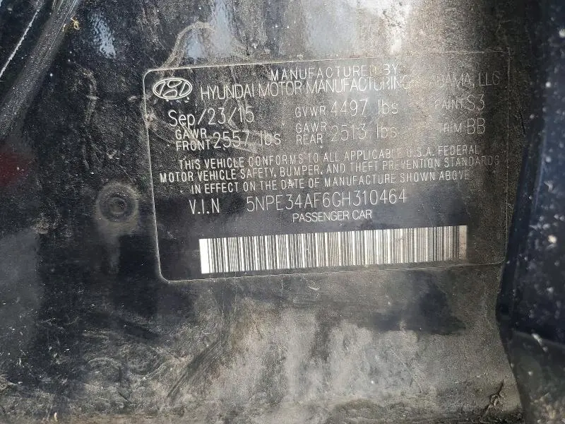 2016 HYUNDAI SONATA LIMITED  