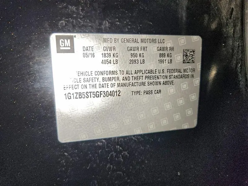 2016 CHEVROLET MALIBU LS  