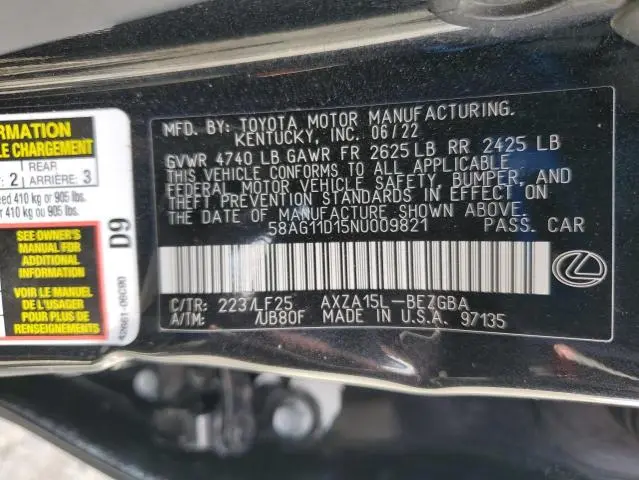 2022 LEXUS ES 250 BASE  