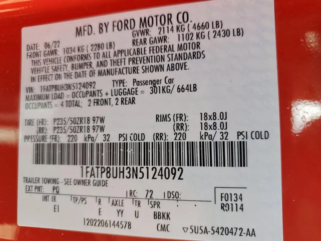 2022 FORD MUSTANG   
