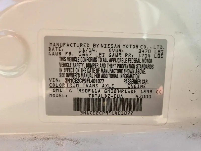 2015 NISSAN VERSA NOTE SV  