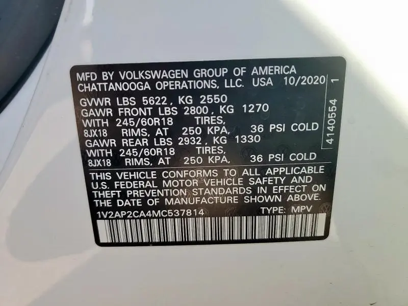 2021 VOLKSWAGEN ATLAS S  