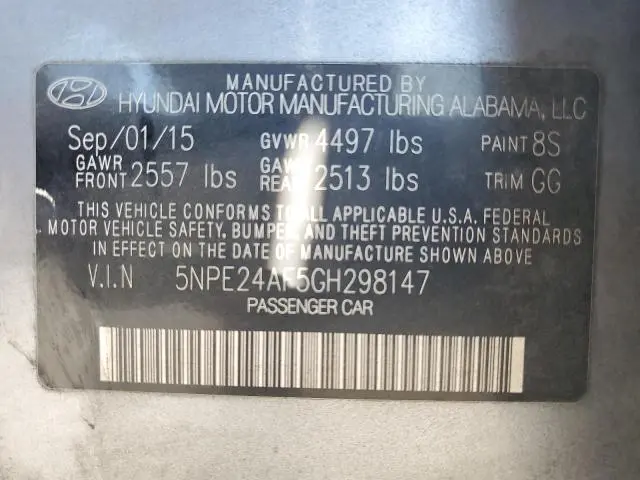 2016 HYUNDAI SONATA SE  