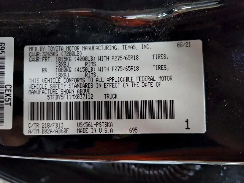 2021 TOYOTA TUNDRA CREWMAX SR5  