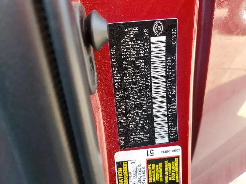 2020 TOYOTA CAMRY   